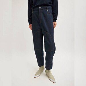 Tibi Earl Dark Denim Indigo Barrel Jeans